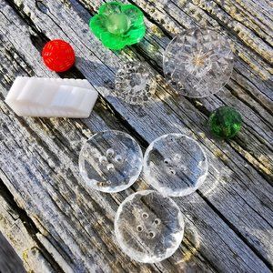 Lot of Nine Vintage Glass Buttons for Crafting Sewing Repurposing